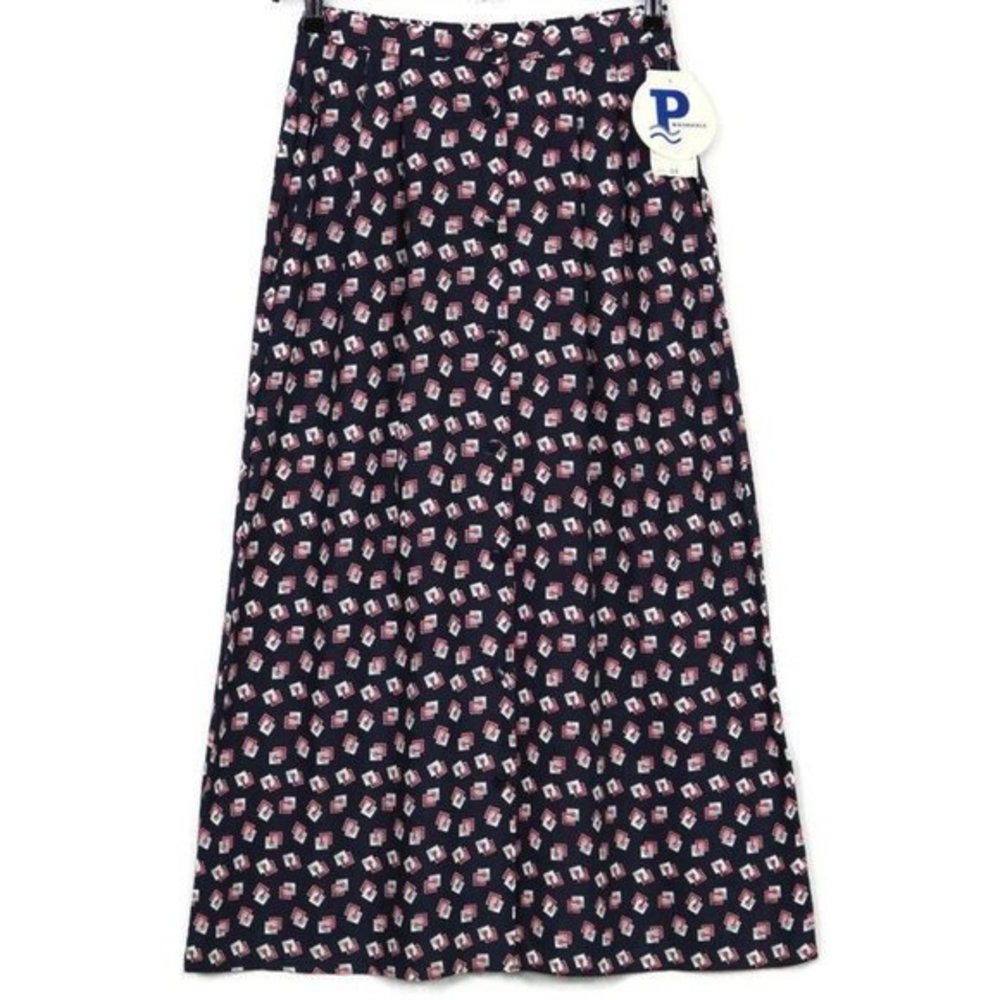 Pendleton Long Maxi Skirt Blue‎ Red White Pockets Button Down 4